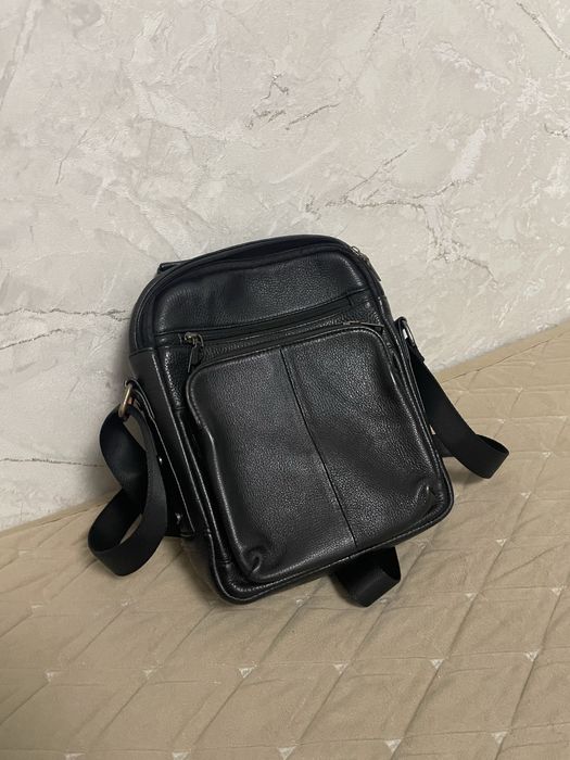 Мужская полукожаная барсетка через плечо