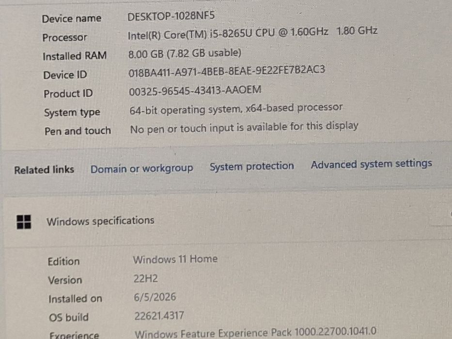 vand laptop Lenovo IdeaPad S340.15,6"FH.i5 8265 Quad Core.8 Gb.Ssd 256Gb