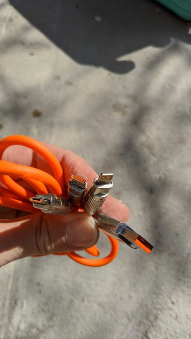 Светящийся кабеля 3в1 - силиконовые - microUSB, Type-C, iPhone