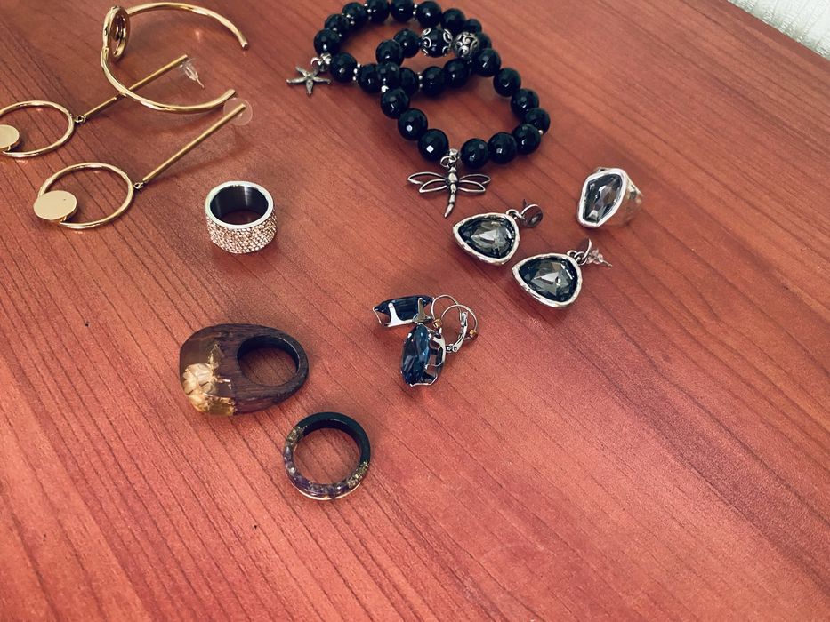 Серьги, каффы, набор бижутерия, серебро