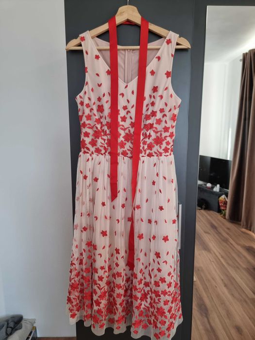 Rochie de seara roz cu rosu