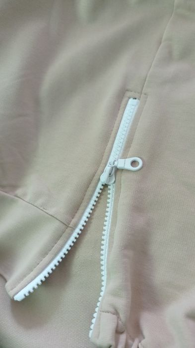 Beige Short Sleeve Hoodie