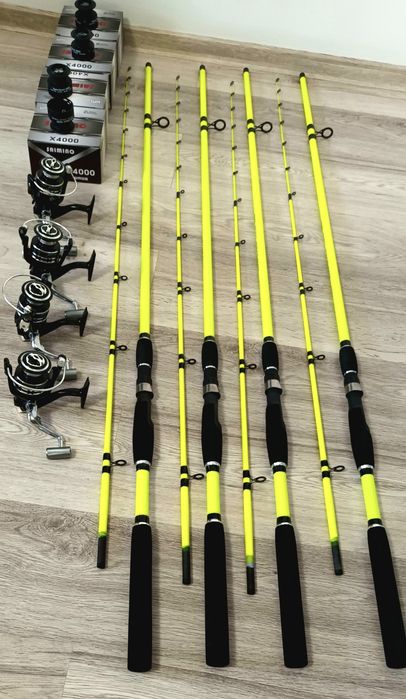 SET 4 Lansete Feeder 2.4m ROBINHAN Bolentino + 4 Mulinete X4000