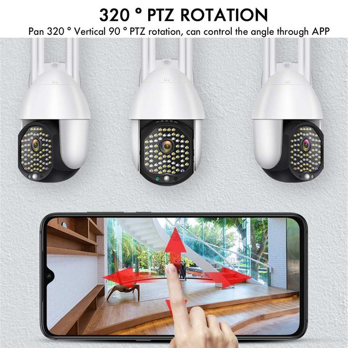 ПРОМО!!! Водоустойчива WIFI FULL HD 68 LED 320° въртяща се камера