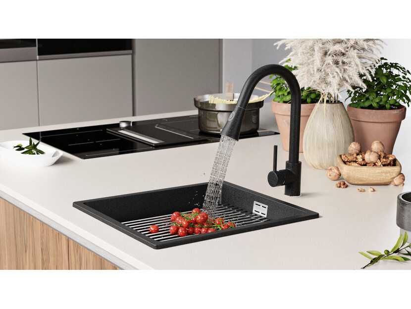 Кухненска Мивка от гранит модел Прага 45 Премиум 410 x 470 мм - графит