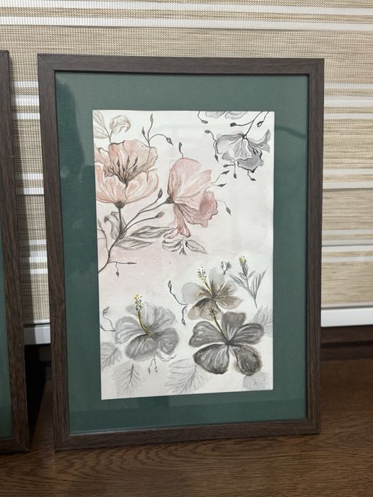 Картина гибискуса акварелью
