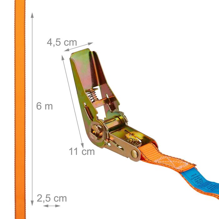 Set 4 chingi de ancorare cu clichet pentru fixare marfa lungime 6 m