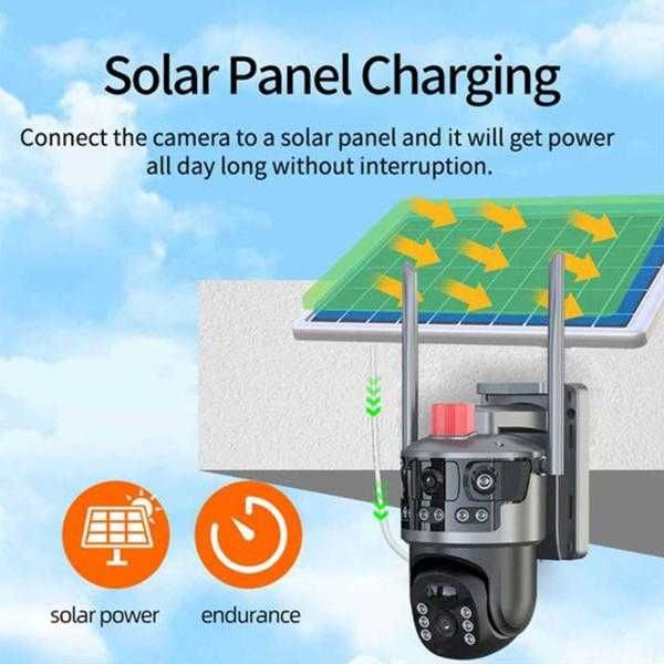 T21 wifi камера с 4 обектива и соларен панел 12MP Full HD v380pro