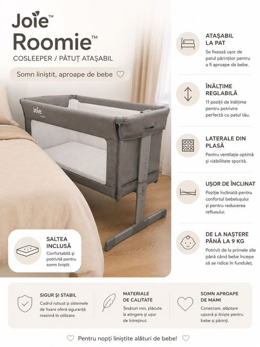 Co-sleeper Joie folosit foarte puțin
