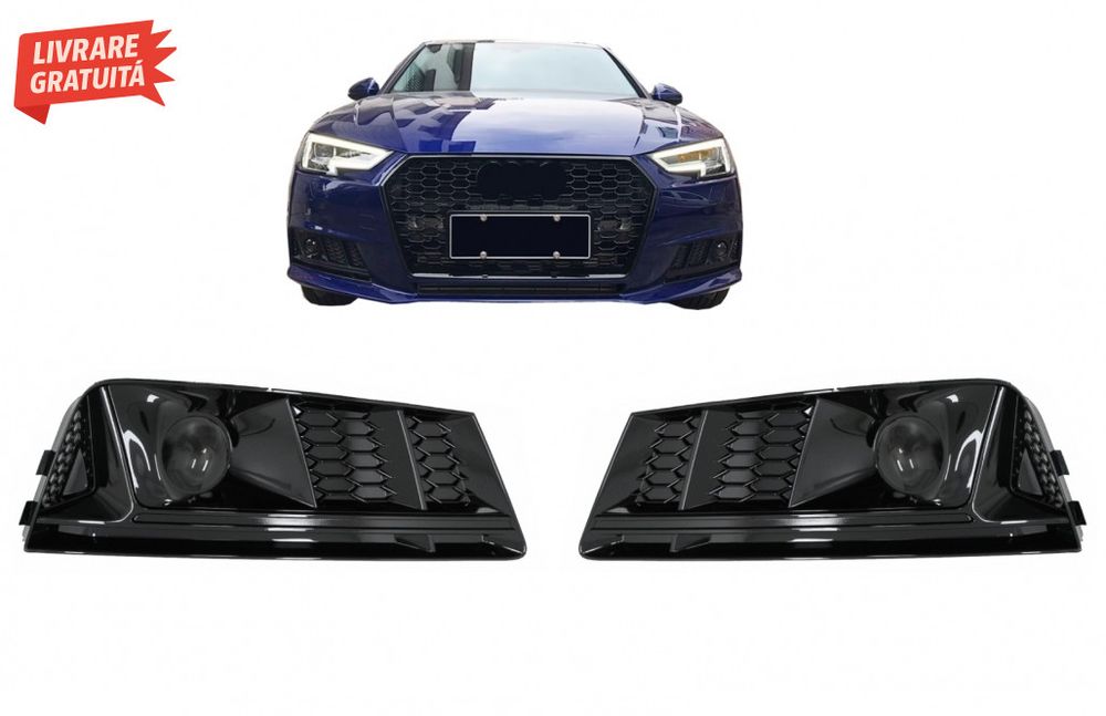 Grile Laterale Audi A4 B9 Sedan Avant (2016-2018) RS4 Design Negru