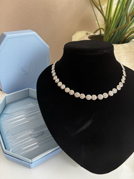 Colier/lanț angelic Swarovski argintiu în ambalajul nou baby blue