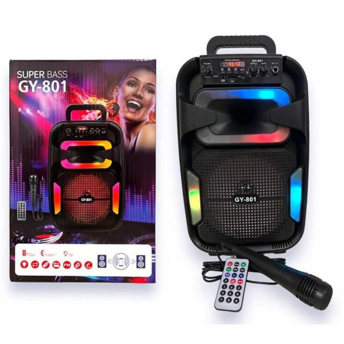 Радио тонколона GY-801 8" микрофон/FM/bluetooth/USB/TF card