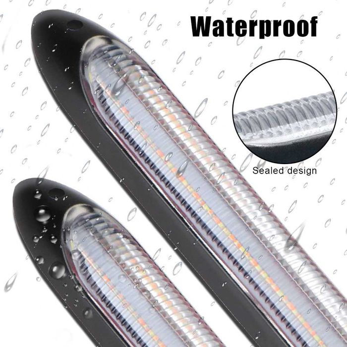 Гъвкави дневни светлини DRL 15 см с бягащ мигач – 12V, 6000K