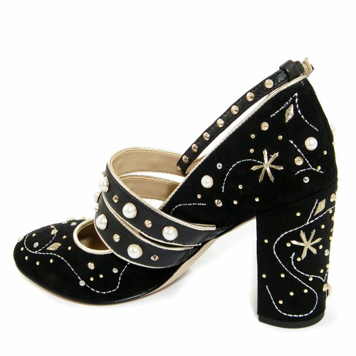 Pantofi piele naturala gen dolce gabanna sam edelman negri cu perle 38