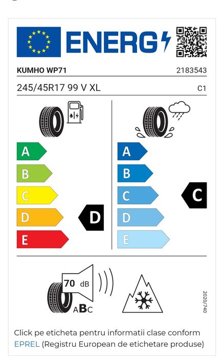 Anvelope iarna KUMHO WINTERCRAFT WP71 245/45R17 99V
