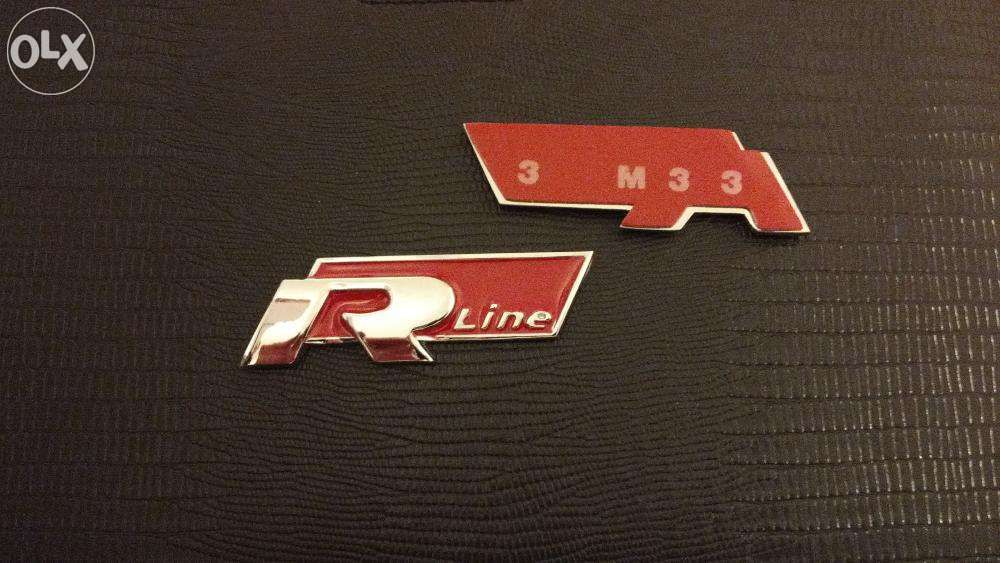 Emblema VW R-line Aripi golf/passat/scirocco/tiguan metal rosu/crom