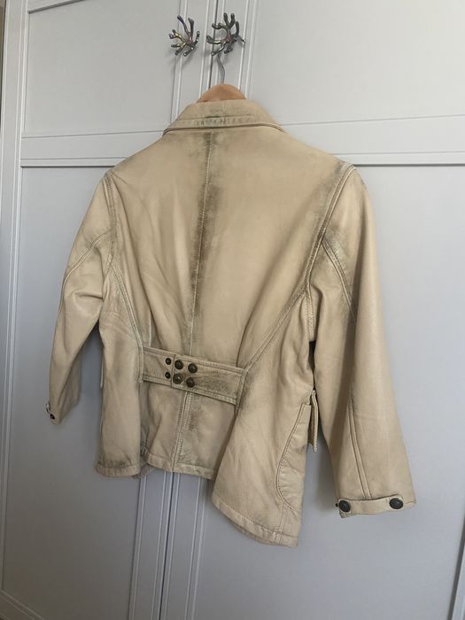 Geaca piele naturala bej dama marimea S