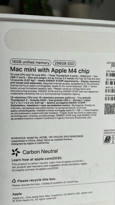 Apple Mac mini M4 16/256 garantie
