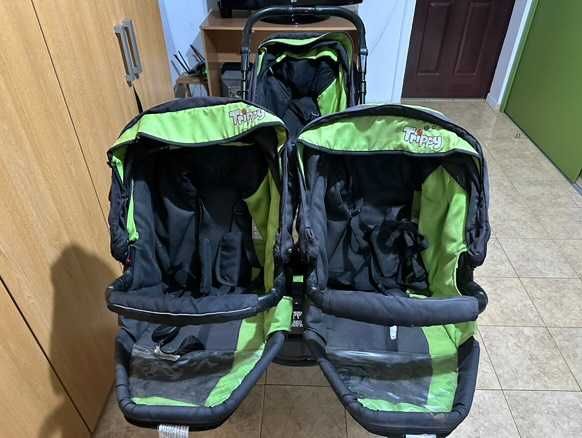 Carucior 3 in 1 pentru tripleti BabyActive Trippy Verde Deschis