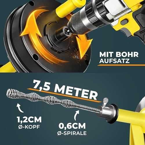 Meisterfaktur спирала за отпушване 7.5м с адаптер