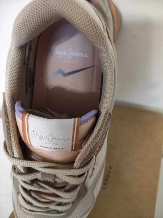 Adidasi PepeJeans, 39, bej, piele intoarsa si textil