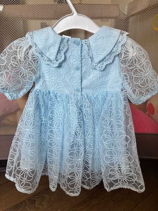 Официална детска рокля с дантела, 80 см