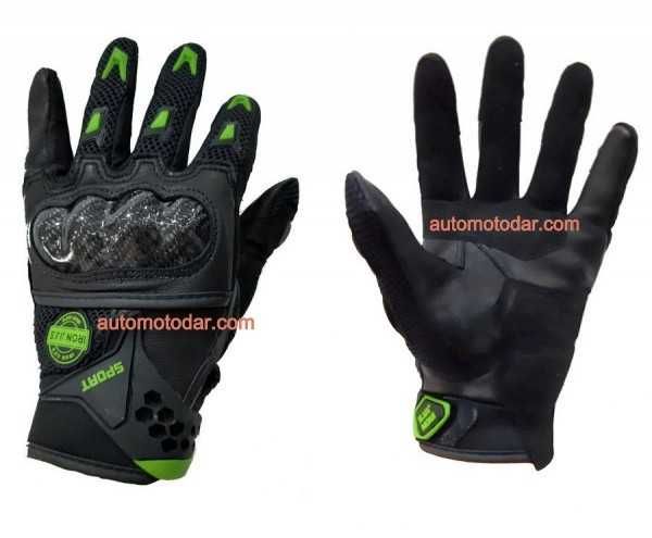 Мото ръкавици кожа и карбон за тъчскрийн