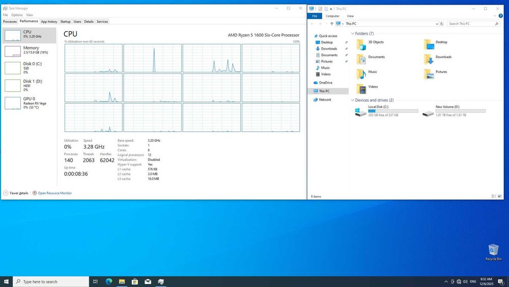 Геймърски Ryzen 5 1600AF ,Vega64 8GB,16GB RAM,256 m.2 SSD+2TB HDD,WIFI