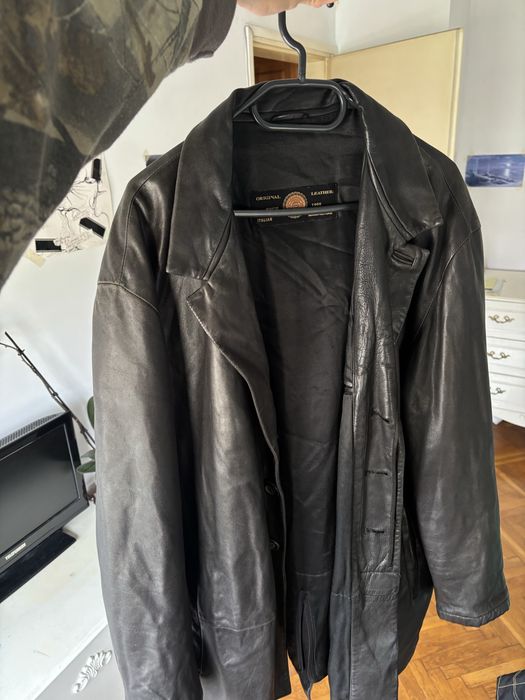 Дълго кожено яке от истинска кожа