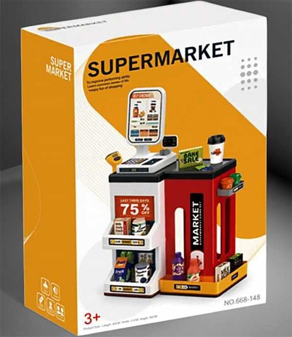 Детски супермаркет, магазин за играчки, касов апарат, скенер