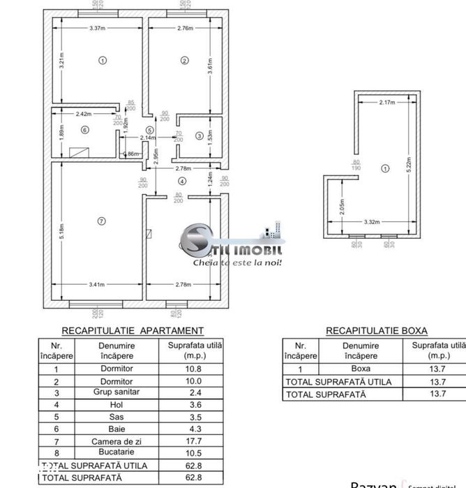 Apartament 3 camere, boxă și potențial investițional remarcabil, în zo