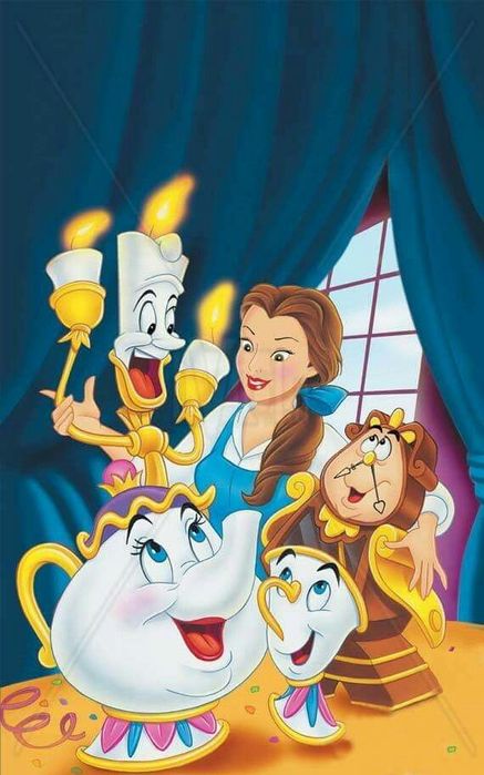 (Sf-38) Чайный сервиз в мультяшном стиле «Красавица и Чудовище»