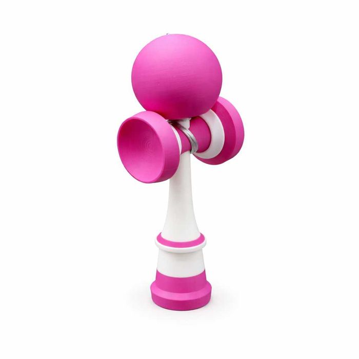 Kendama printata 3D, jucarie de indemanare si coordonare, Alb-Magenta