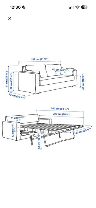 Canapea 2 locuri extensibila Ikea Hyltarp
