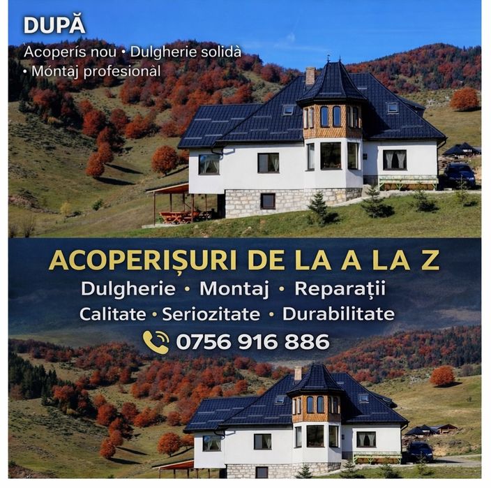 Executam acoperisuri de la A la Z 
domeniul
Acoperisuri și Mansarde î