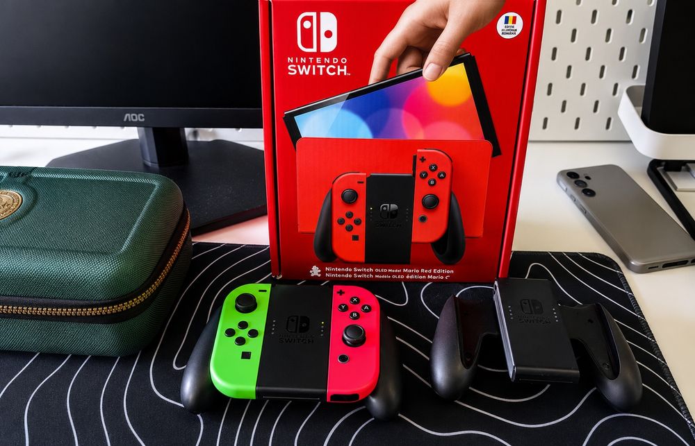 Nintendo Switch OLED Mario Red Edition – Special Edition + Pro Controller + Joy-Con + Minecraft + Husă Zelda