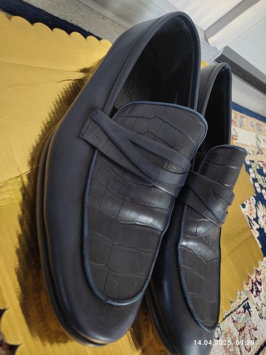 Туфли кожаные темно синие почти новые