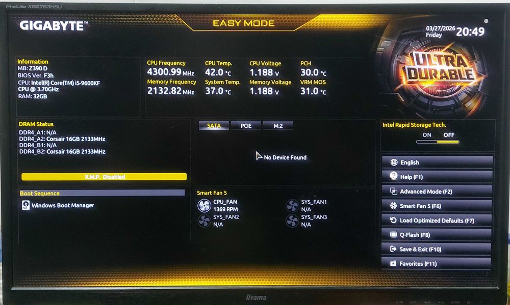 KIT i5 9600KF 3.7GHz + GIGABYTE Z390 D + Cooler IdCooling