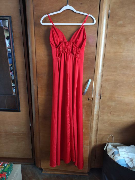 Дълга червена официална рокля/бална рокля