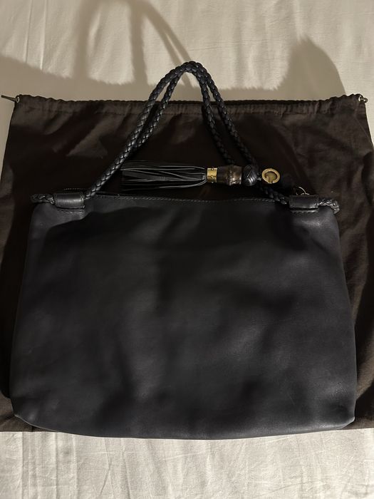 original Gucci Black Leather Medium Handmade Shoulder Bag