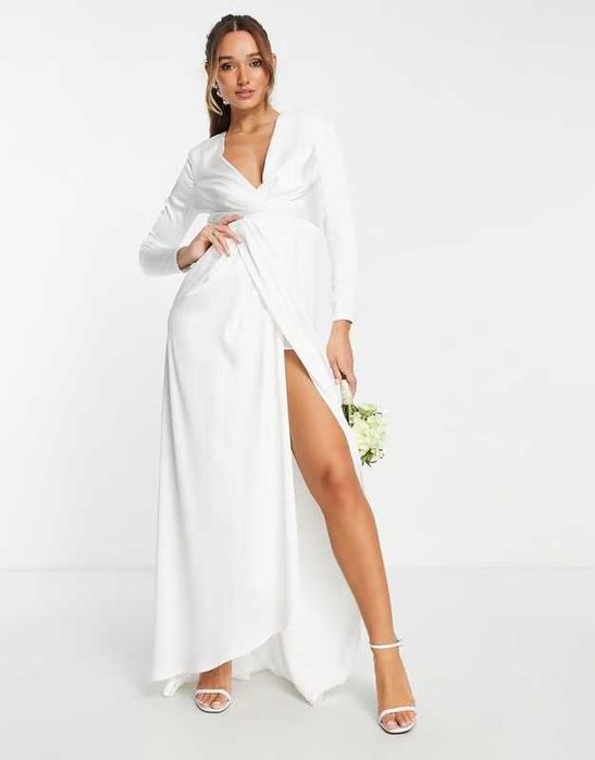 ASOS Bridal бяла сатенена сватбена рокля / булченска рокя 38 размер