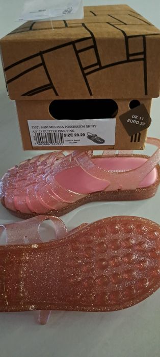 Sandale Mini Melissa Roz cu sclipici, parfumate, mar. 28-29, 11uk noi