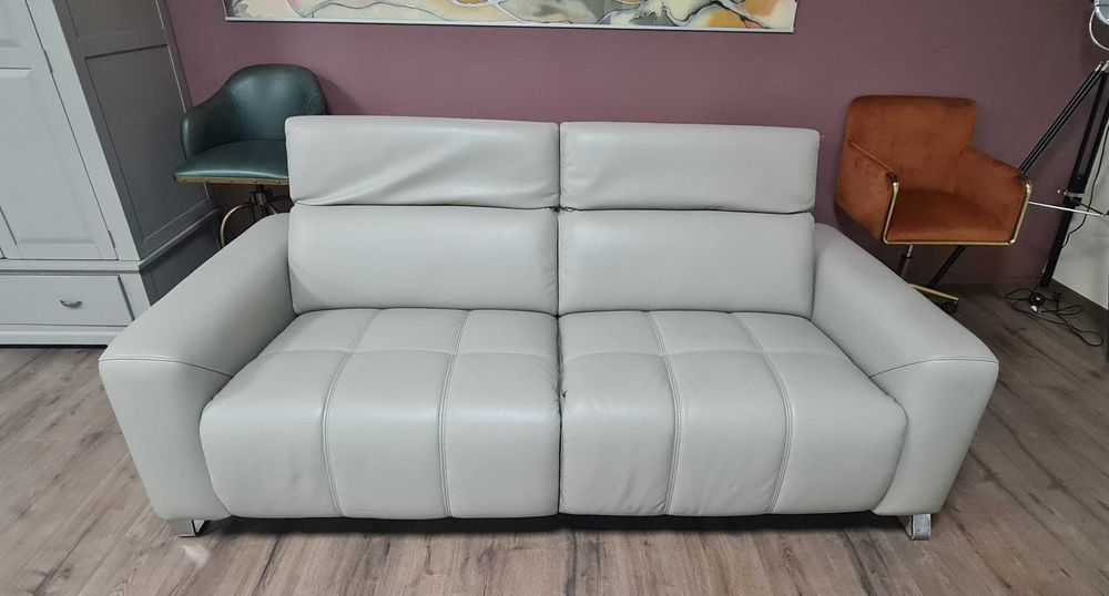 Сив кожен диван тройка "Marvella"