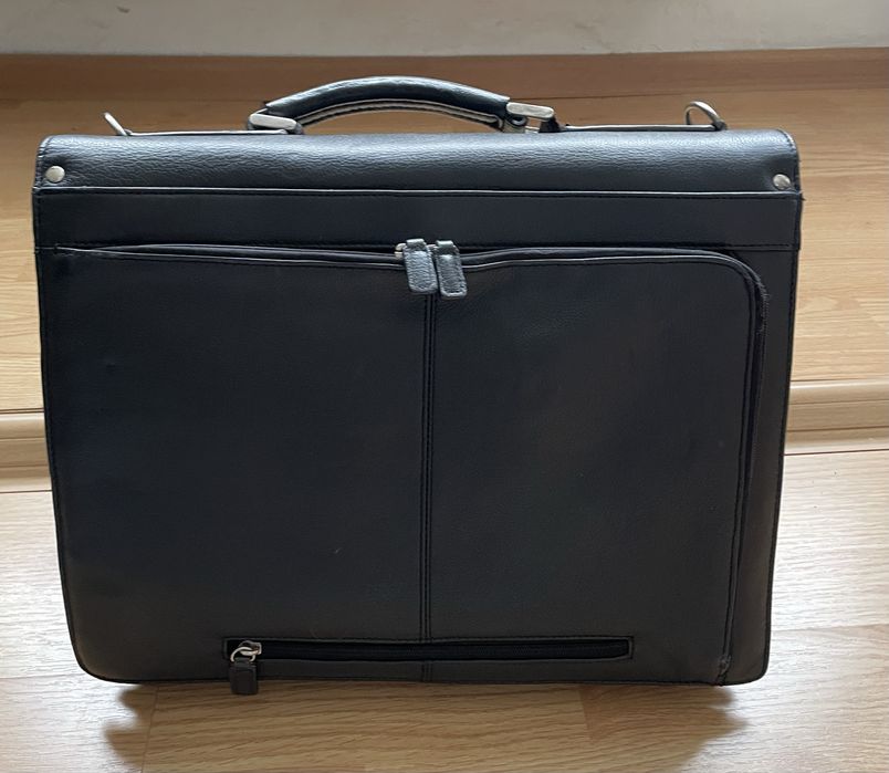 Servieta/geanta din piele naturala neagra office