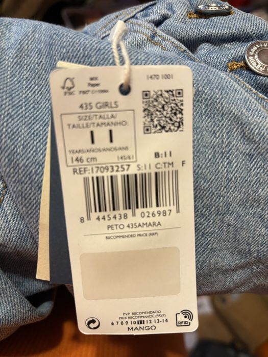 Salopeta de blugi Mango 146 cm pentru 11 ani, noua cu eticheta
