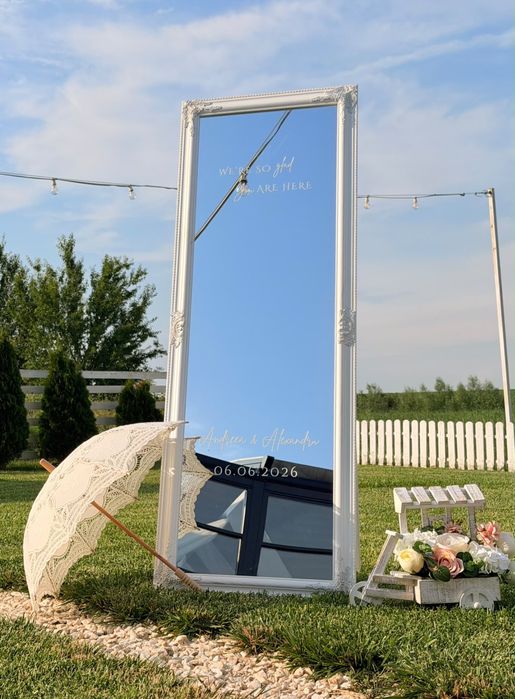 Oglindă Welcome, Opis Invitați & Seating Chart | Personalizate pentru Nunți și Evenimente | Decor Floral