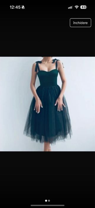 Rochie verde baby doll catifea si tulle