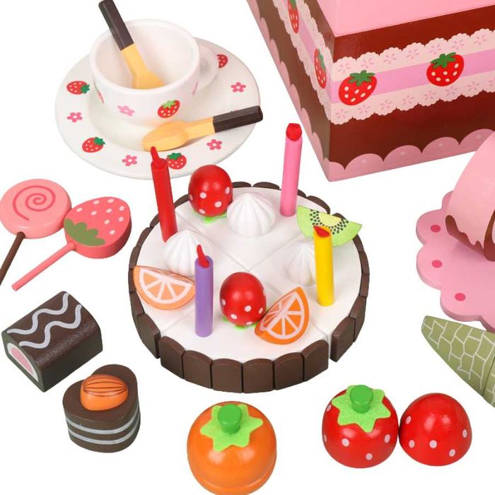 Игрален комплект - дървен сладкарски сет за рязане