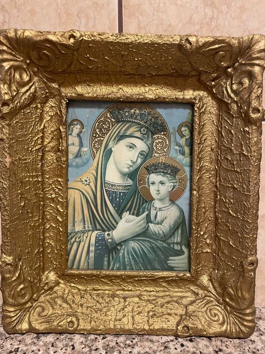 icoana veche icoana cu geam dim 30x34cm icoana veche deosebita icoana