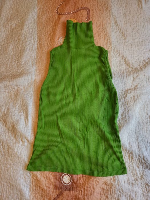 Дамски потник плетиво, пуловер туника, издължена поло яка